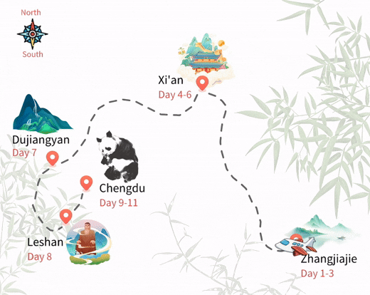 11 Days Zhangjiajie to Chengdu Adventure Tour